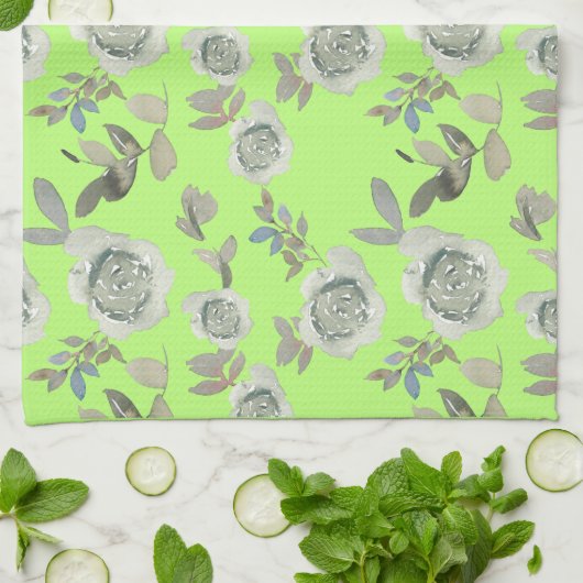 Green Floral Kitchen Towel Theedoek (Gevouwen)