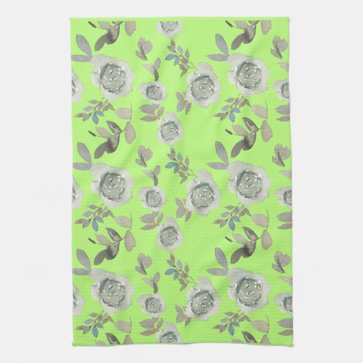 Green Floral Kitchen Towel Theedoek (Verticaal)
