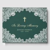 Green Floral Lace Memorial Gastenboek (Voorkant)