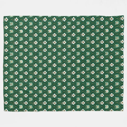 Green Floral Lattice Pattern Fleece Deken (Voorkant (Horizontaal))