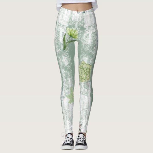 Green Floral Leggings (Voorkant)