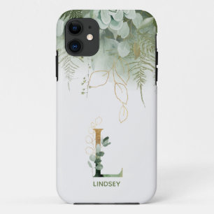 Green Floral Letter L Hoesje-Mate iPhone Case