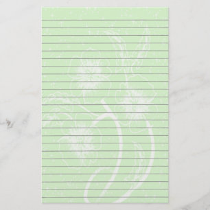 Green Floral Lined Stationery Briefpapier