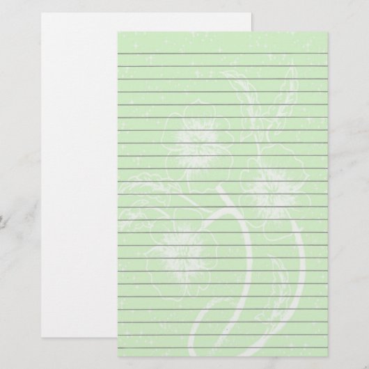 Green Floral Lined Stationery Briefpapier (Voorkant / Achterkant)