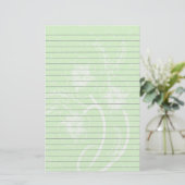 Green Floral Lined Stationery Briefpapier (Staand voorkant)