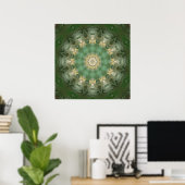 Green Floral Medallion Kaleidoscoop Poster (Thuiskantoor)