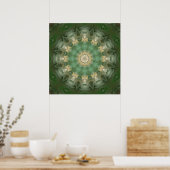 Green Floral Medallion Kaleidoscoop Poster (Keuken)