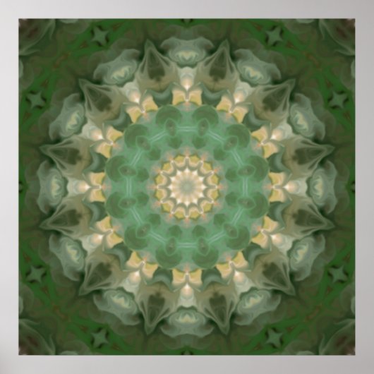 Green Floral Medallion Kaleidoscoop Poster (Voorkant)