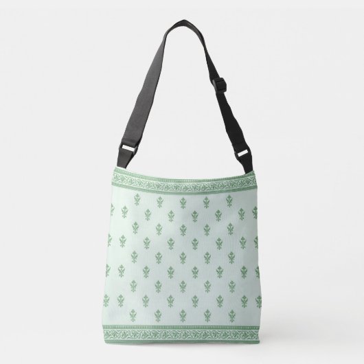 Green Floral Pattern Crossbody Tas (Voorkant)