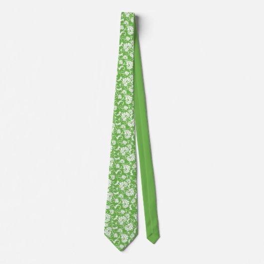 Green Floral Pattern Custom Necktie Stropdas (Voorkant)