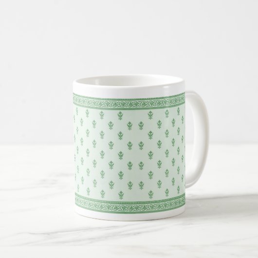 Green Floral Pattern Koffiemok (Voorkant rechts)