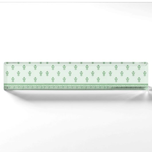 Green Floral Pattern Naambordje (Voorkant)