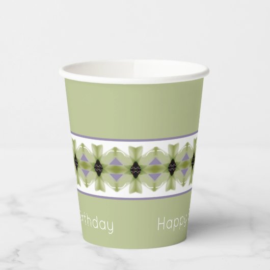 Green Floral Pattern Papieren Bekers (Links)