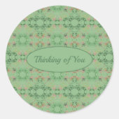 Green Floral Pattern Ronde Sticker (Voorkant)