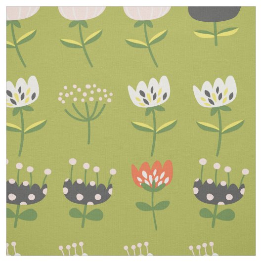 Green Floral Pattern Stof (Swatch)