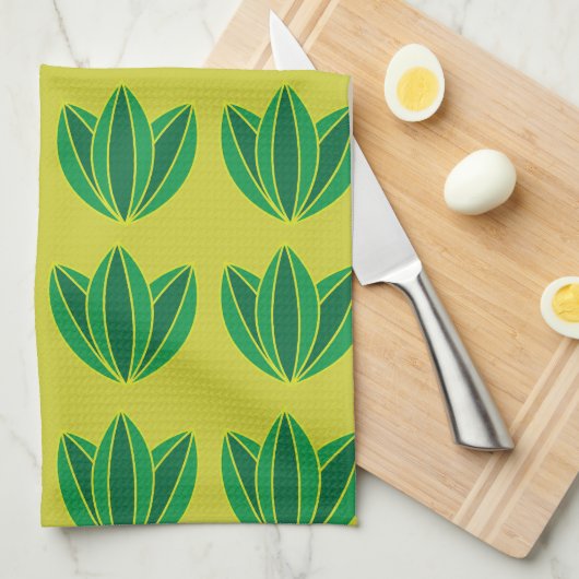 Green Floral Pattern Theedoek (Quarter Fold)