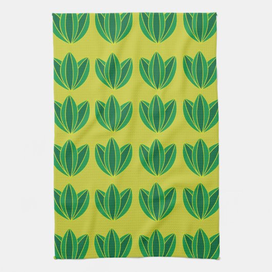 Green Floral Pattern Theedoek (Verticaal)