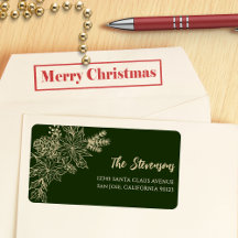 Green Floral Poinsettia Vakantie Retour Adres