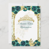 Green Floral Princess Gold Arch Quinceanera Kaart (Achterkant)