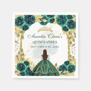 Green Floral Princess Gold Arch Quinceanera Servet