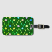 Green Floral Print Bagagelabel (Voorkant (horizontaal))