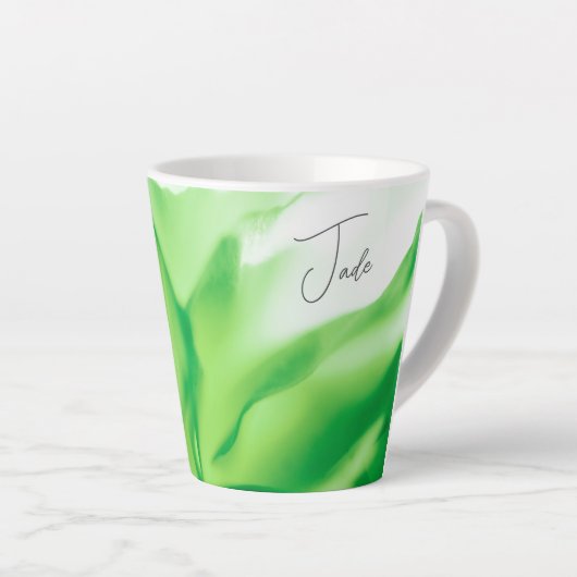 Green Floral Print Small Latte Mok (Rechterhoek)