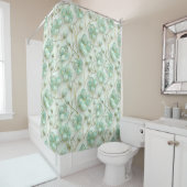 Green Floral Shower Curtain Douchegordijn (In situ)