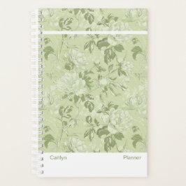Green Floral Small Planner