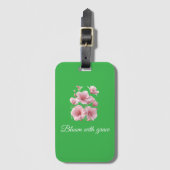 Green Floral Soft Pink Flowers Elegant Bagagelabel (Voorkant (verticaal))
