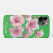 Green Floral Soft Pink Flowers Elegant Case-Mate iPhone Case (Achterkant (horizontaal))