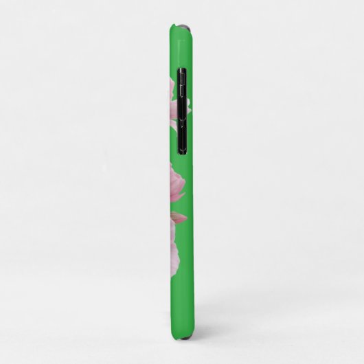 Green Floral Soft Pink Flowers Elegant Case-Mate iPhone Case (Achterkant/links)