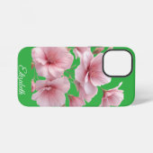 Green Floral Soft Pink Flowers Elegant iPhone Hoesje (Achterkant horizontaal)