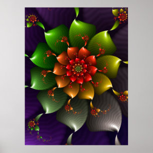 Green Floral Spiral Poster