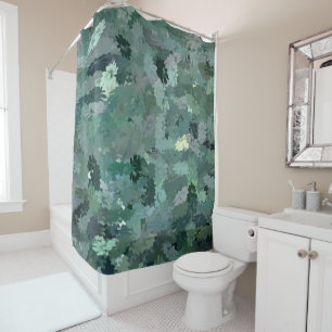 Green Floral Tapestry Douchegordijn