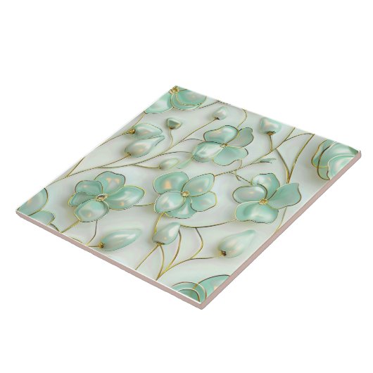 Green Floral Tegeltje (Zijkant)