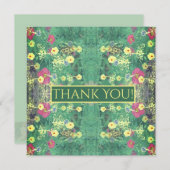Green Floral "Thankyou"-kaart Bedankkaart (Voorkant / Achterkant)