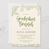 Green Floral Trendy Brunch afstuderen Kaart (Voorkant)