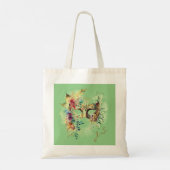 Green Floral Venetian Carnival Masker Tote Bag (Achterkant)