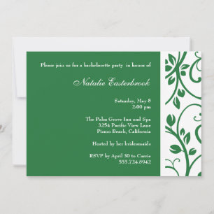 Green Floral Vine Bachelorette Party Invitation Kaart
