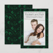Green Floral Vine Photo Save the Date (Voorkant / Achterkant)