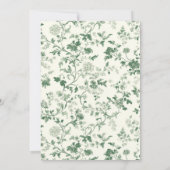 Green Floral Vintage Wedding Kaart (Achterkant)