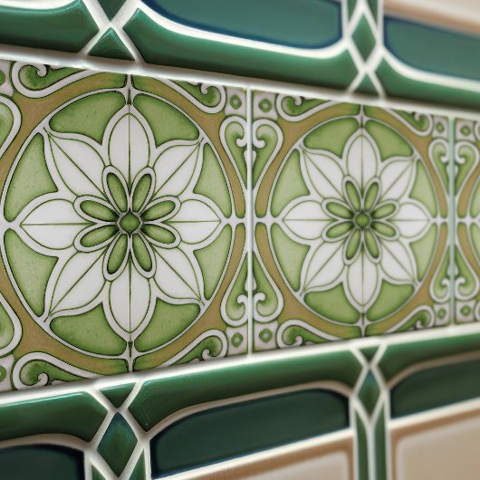 Green Floral Wall Decor Art Nouveau Backsplash Tegeltje