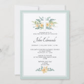 Green Floral Watercolor Baptism Invitation Kaart (Voorkant)