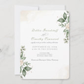 Green Floral Watercolor Frame Wedding Invitation  Kaart (Voorkant)
