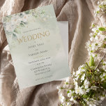 Green Floral Waterverf Gold Wedding Invitation Kaart<br><div class="desc">Elegant green waterverf white floral gold splashes op een pastelachtergrond.  groen gemengd met eucalyptus. Dit is zo'n mooie uitnodiging voor elke seizoensbruiloft. 100% klanttevredenheid bij "Zazzle" elke dag.</div>
