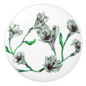 Green Floral-Waterverf Keramische Knop (Voorkant)