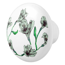Green Floral-Waterverf Keramische Knop