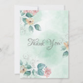 Green Floral Waterverf Wedding Bedankkaart (Voorkant)