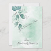 Green Floral Waterverf Wedding Bedankkaart (Achterkant)