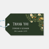 Green Floral Wedding Bedankt Cadeaulabel (Achterkant Horizontaal)
